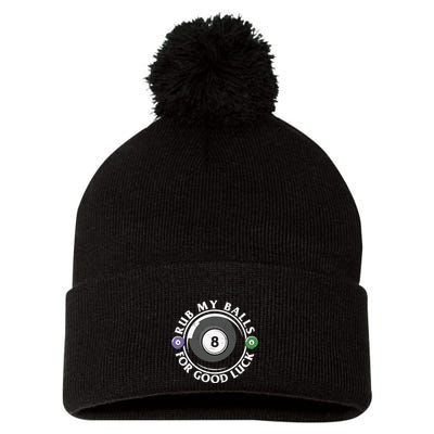 Rub My Balls For Good Luck Billiards Dad Gift For Father’s Day Pom Pom 12in Knit Beanie