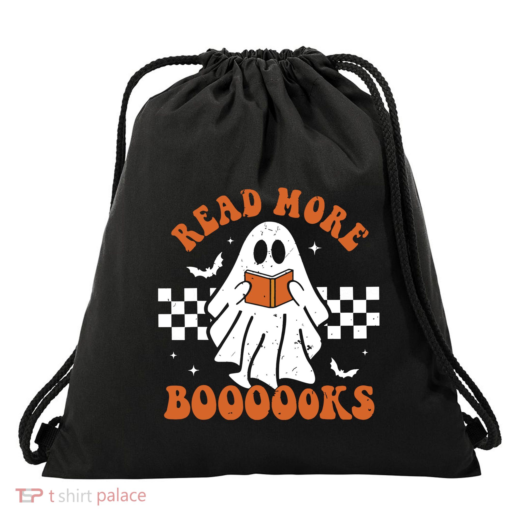 Read More Books Cute Ghost Reading Book Teacher Halloween Drawstring Bag