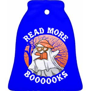 Read More Boooooks Halloween Book Reading Ghost Gift Ceramic Bell Ornament