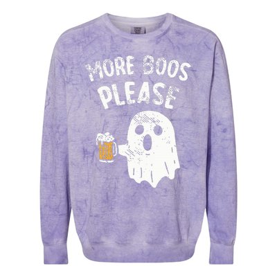 Retro More Boos Please Ghost Beer Halloween Costume Colorblast Crewneck Sweatshirt