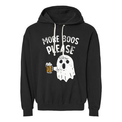 Retro More Boos Please Ghost Beer Halloween Costume Garment-Dyed Fleece Hoodie