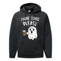 Retro More Boos Please Ghost Beer Halloween Costume Performance Fleece Hoodie