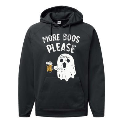 Retro More Boos Please Ghost Beer Halloween Costume Performance Fleece Hoodie