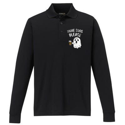 Retro More Boos Please Ghost Beer Halloween Costume Performance Long Sleeve Polo