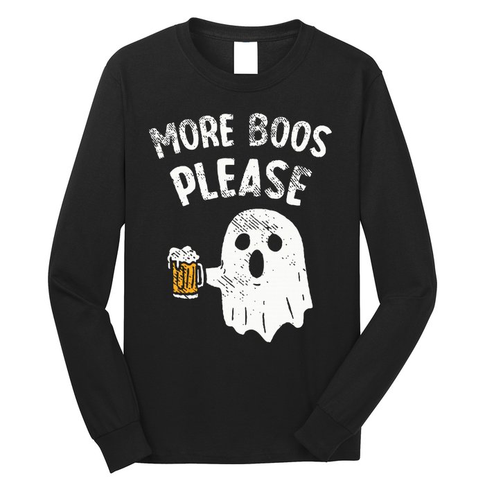 Retro More Boos Please Ghost Beer Halloween Costume Long Sleeve Shirt