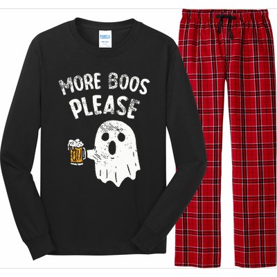 Retro More Boos Please Ghost Beer Halloween Costume Long Sleeve Pajama Set