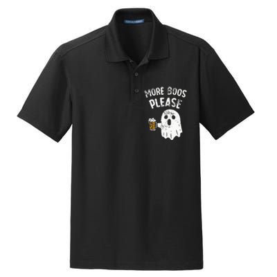 Retro More Boos Please Ghost Beer Halloween Costume Dry Zone Grid Polo