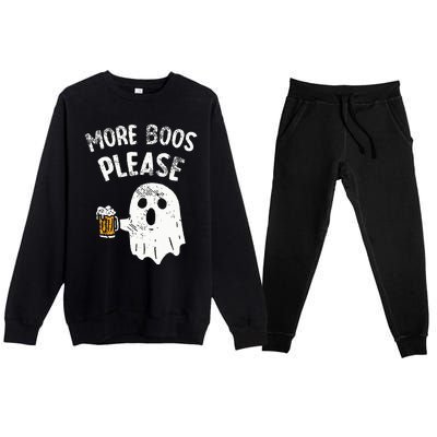 Retro More Boos Please Ghost Beer Halloween Costume Premium Crewneck Sweatsuit Set