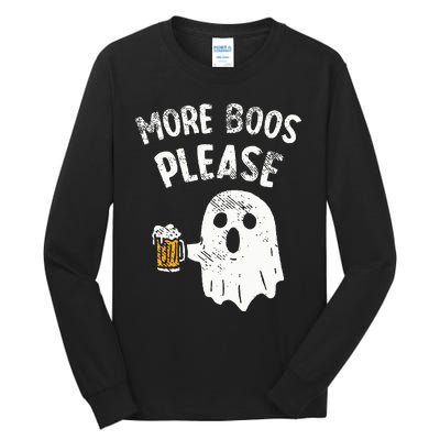 Retro More Boos Please Ghost Beer Halloween Costume Tall Long Sleeve T-Shirt