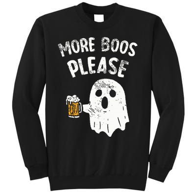 Retro More Boos Please Ghost Beer Halloween Costume Tall Sweatshirt