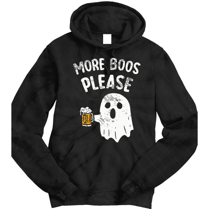 Retro More Boos Please Ghost Beer Halloween Costume Tie Dye Hoodie