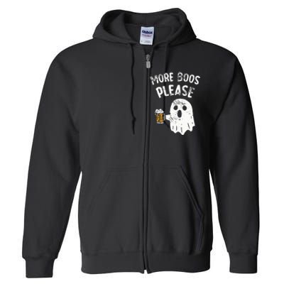 Retro More Boos Please Ghost Beer Halloween Costume Full Zip Hoodie