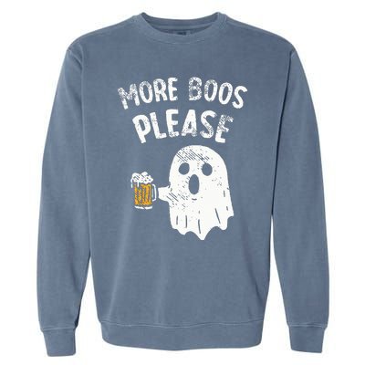 Retro More Boos Please Ghost Beer Halloween Costume Garment-Dyed Sweatshirt