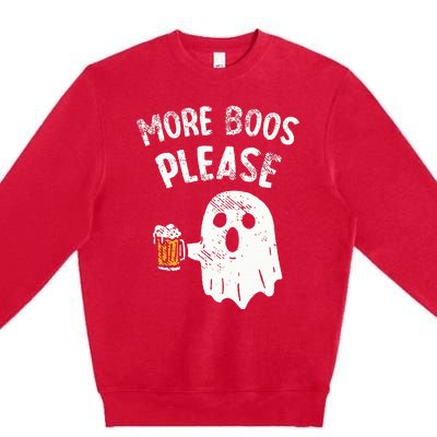 Retro More Boos Please Ghost Beer Halloween Costume Premium Crewneck Sweatshirt