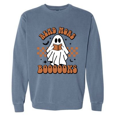 Read More Boooooks Ghost Reading Books Halloween Funny Gift Garment-Dyed Sweatshirt