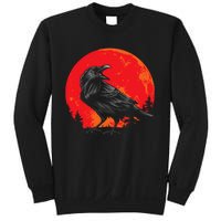 Red Moon Black Crow Gothic Animal Bird Spooky Forest Raven Sweatshirt