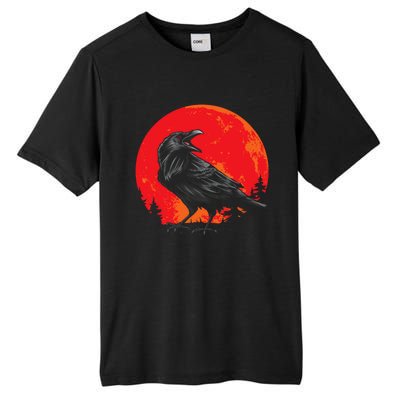 Red Moon Black Crow Gothic Animal Bird Spooky Forest Raven Tall Fusion ChromaSoft Performance T-Shirt