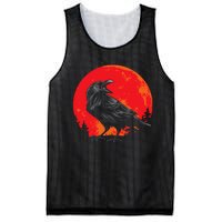 Red Moon Black Crow Gothic Animal Bird Spooky Forest Raven Mesh Reversible Basketball Jersey Tank