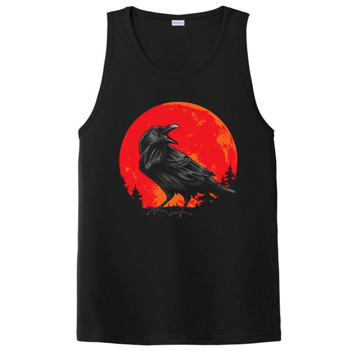 Red Moon Black Crow Gothic Animal Bird Spooky Forest Raven PosiCharge Competitor Tank