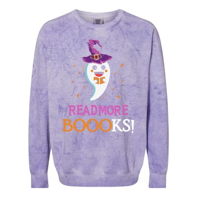 Read More Books Boo Halloween Costume Reading Lover Ghost Gift Colorblast Crewneck Sweatshirt