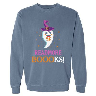 Read More Books Boo Halloween Costume Reading Lover Ghost Gift Garment-Dyed Sweatshirt