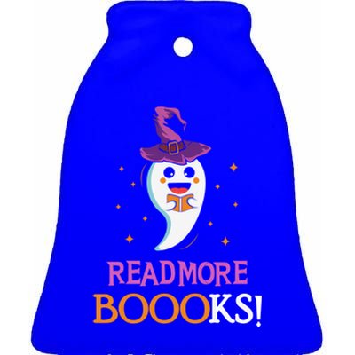 Read More Books Boo Halloween Costume Reading Lover Ghost Gift Ceramic Bell Ornament