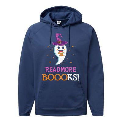 Read More Books Boo Halloween Costume Reading Lover Ghost Gift Performance Fleece Hoodie