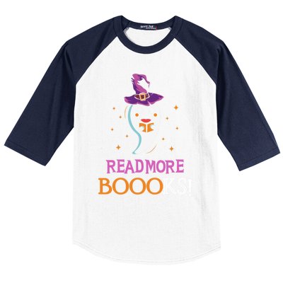 Read More Books Boo Halloween Costume Reading Lover Ghost Gift Baseball Sleeve Shirt