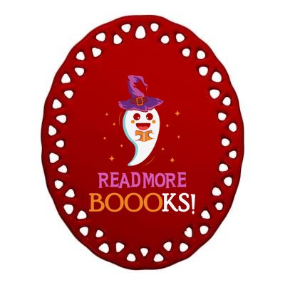 Read More Books Boo Halloween Costume Reading Lover Ghost Gift Ceramic Oval Ornament