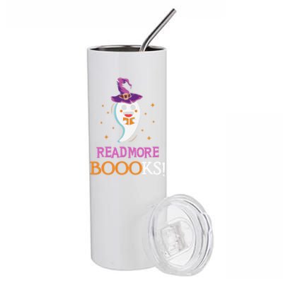 Read More Books Boo Halloween Costume Reading Lover Ghost Gift Stainless Steel Tumbler