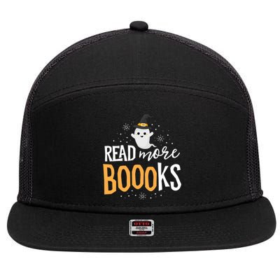 Read More Books Librarian English Teacher Boo Halloween 7 Panel Mesh Trucker Snapback Hat