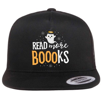 Read More Books Librarian English Teacher Boo Halloween Flat Bill Trucker Hat