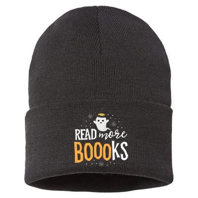 Read More Books Librarian English Teacher Boo Halloween Sustainable Knit Beanie