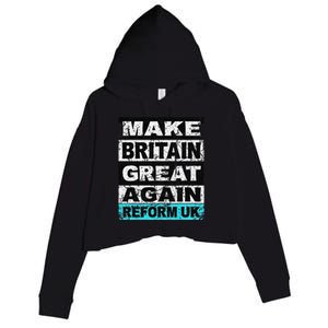 Retro Make Britain Great Again Reform Uk Crop Fleece Hoodie