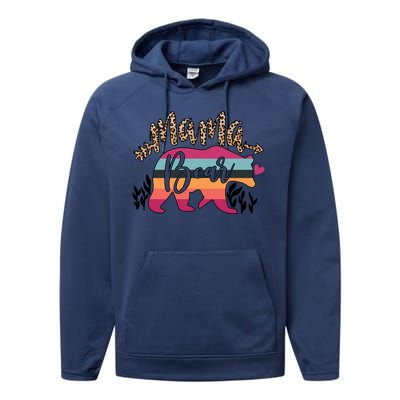 Retro Mama Bear Leopard Gift For Mother's Day Performance Fleece Hoodie