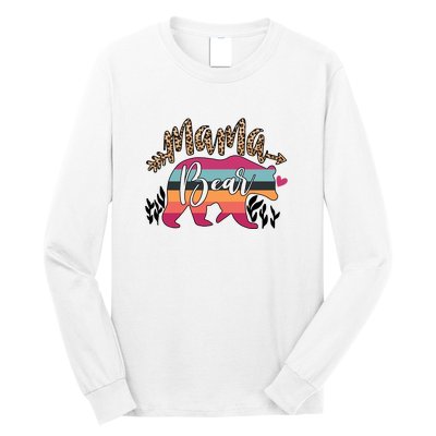 Retro Mama Bear Leopard Gift For Mother's Day Long Sleeve Shirt