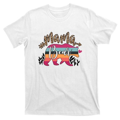 Retro Mama Bear Leopard Gift For Mother's Day T-Shirt