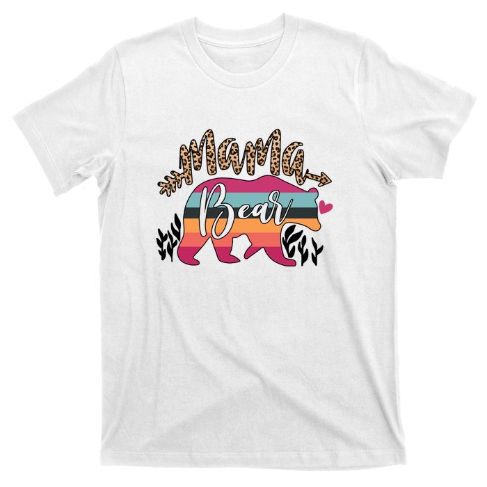 Retro Mama Bear Leopard Gift For Mother's Day T-Shirt