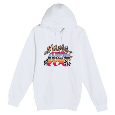 Retro Mama Bear Leopard Gift For Mother's Day Premium Pullover Hoodie