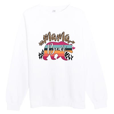 Retro Mama Bear Leopard Gift For Mother's Day Premium Crewneck Sweatshirt