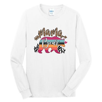 Retro Mama Bear Leopard Gift For Mother's Day Tall Long Sleeve T-Shirt