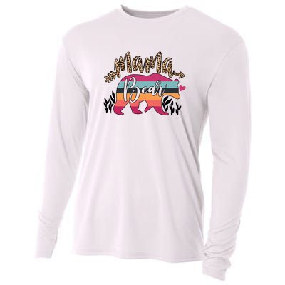 Retro Mama Bear Leopard Gift For Mother's Day Cooling Performance Long Sleeve Crew