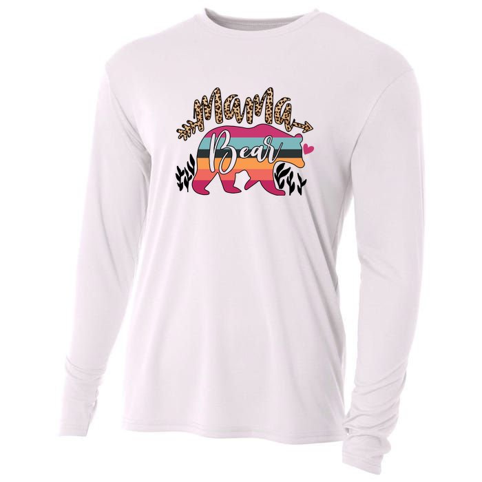 Retro Mama Bear Leopard Gift For Mother's Day Cooling Performance Long Sleeve Crew