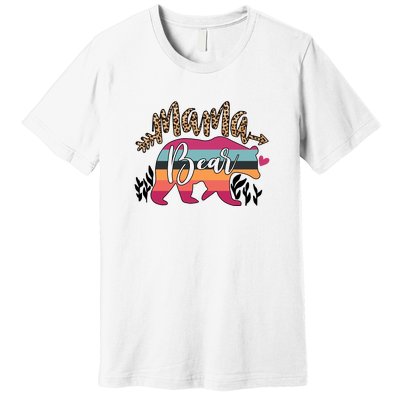 Retro Mama Bear Leopard Gift For Mother's Day Premium T-Shirt