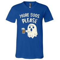 Retro More Boos Please Ghost Beer Halloween Costume V-Neck T-Shirt