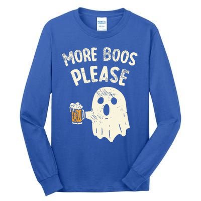 Retro More Boos Please Ghost Beer Halloween Costume Tall Long Sleeve T-Shirt