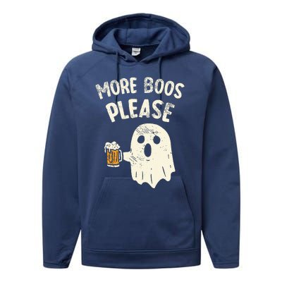 Retro More Boos Please Ghost Beer Halloween Costume Performance Fleece Hoodie