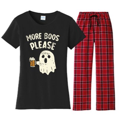 Retro More Boos Please Ghost Beer Halloween Costume Women's Flannel Pajama Set