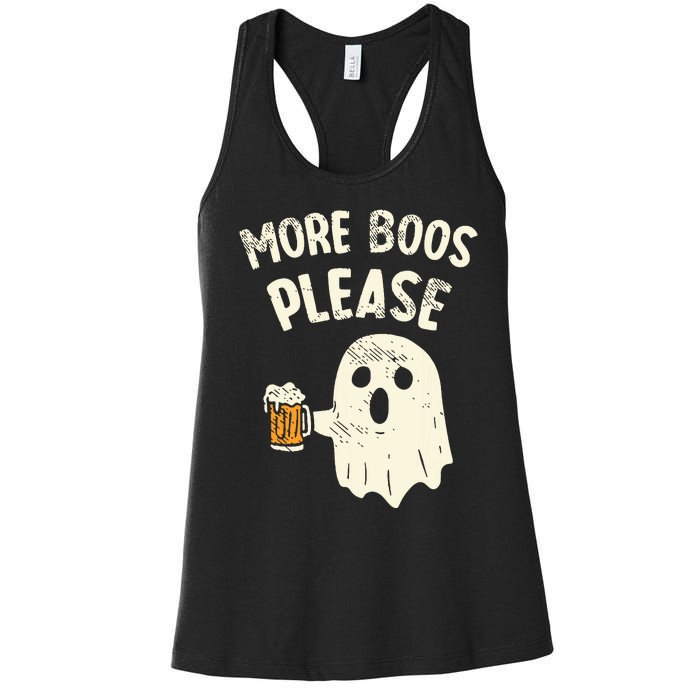 Retro More Boos Please Ghost Beer Halloween Costume Women's Racerback Tank