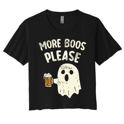 Retro More Boos Please Ghost Beer Halloween Costume Women's Crop Top Tee